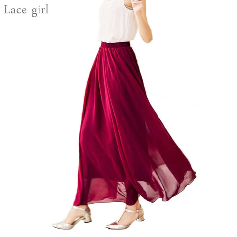 High Waist Chiffon Skirt