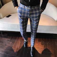 Blue Plaid Business Pants