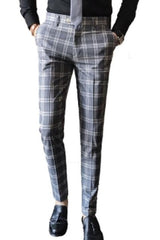 Blue Plaid Business Pants