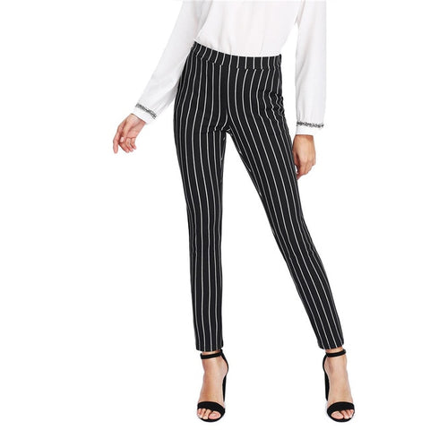 Vertical Striped Skinny Pants