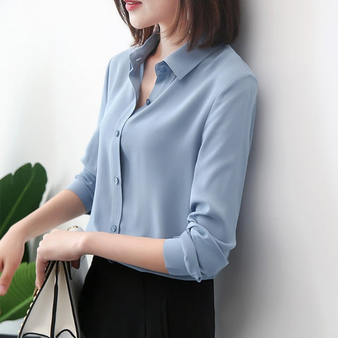 Solid Ladies Chiffon Blouse