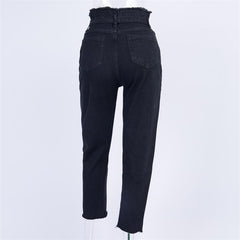 Zipper Straight Jeans Pants