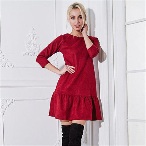 Fall Suede Casual Dress