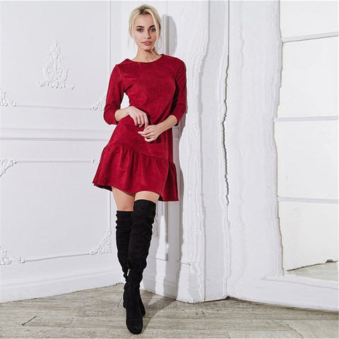 Fall Suede Casual Dress