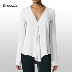 Shirt V-Neck Long Blouse